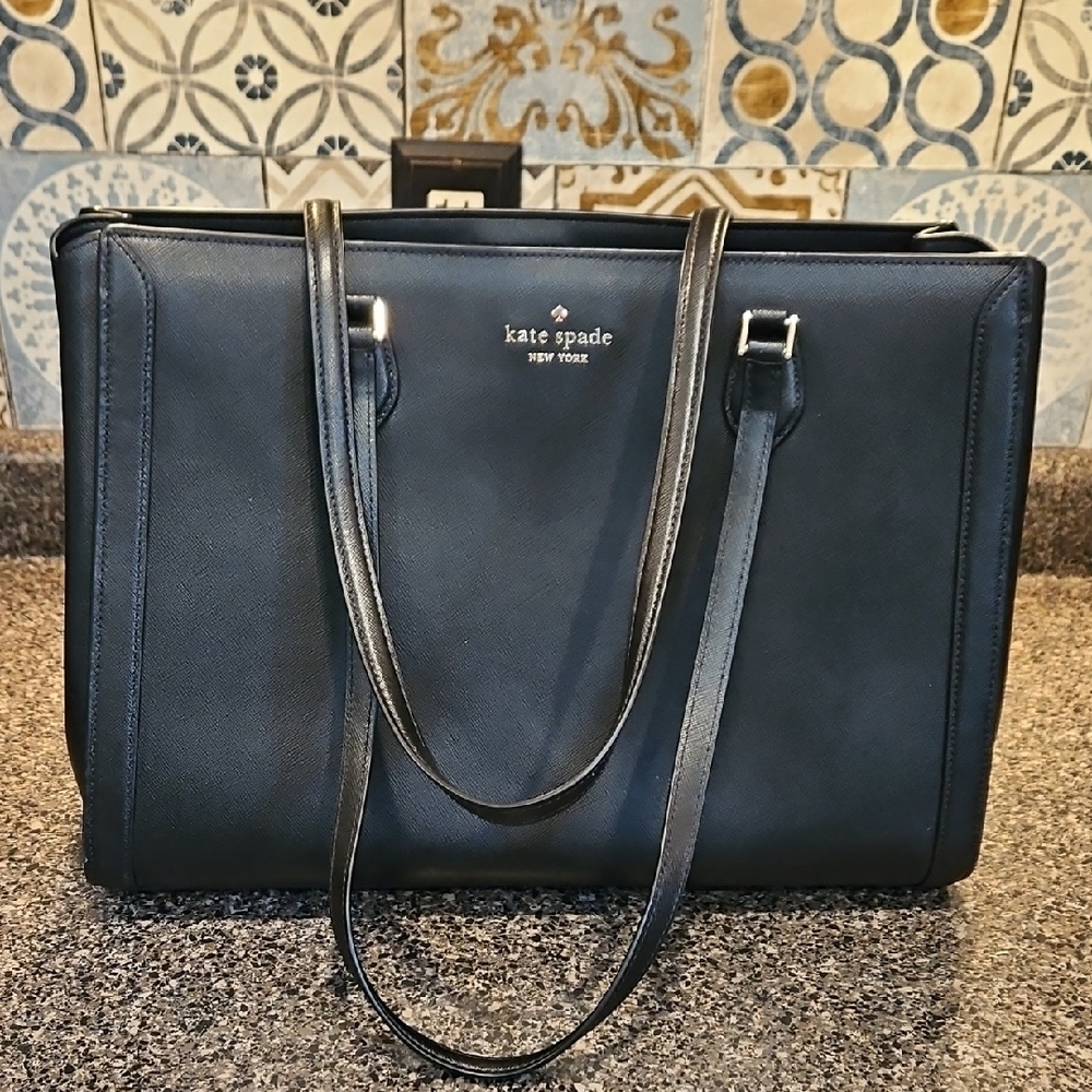Kate Spade Madison Saffiano Leather Large Laptop Tote Bag in Black - Picture 3 of 11